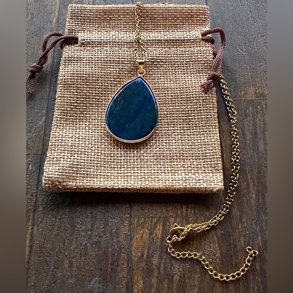 Brand New Lapis Lazuli Pendant with Stainless steel Chain Lapis Necklace